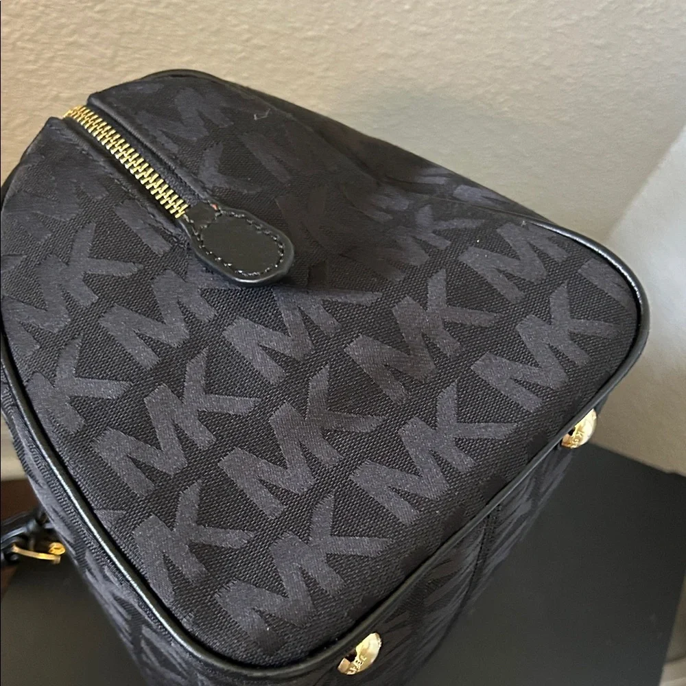 Michael Kors Black Canvas MK Logo Satchel - Picture 5 of 11